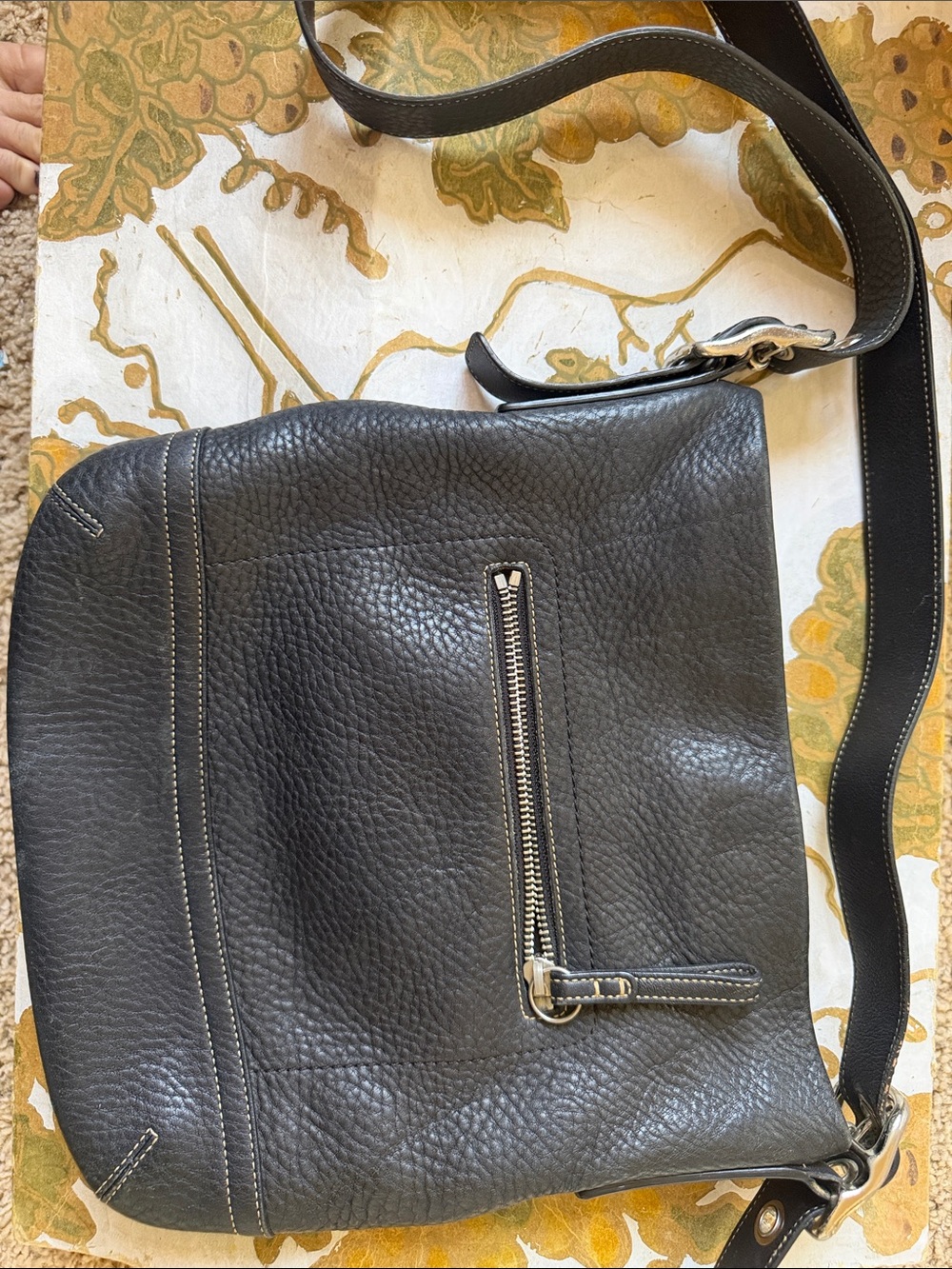 Coach Black Pebbled Leather Crossbody Shoulder Bag